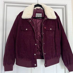 Levi’s Women’s Magenta Purple Pink Corduroy Bomber Jacket Size M